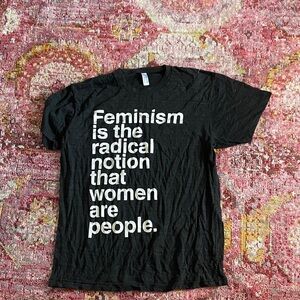 Black Graphic T-Shirt with Feminism Quote
